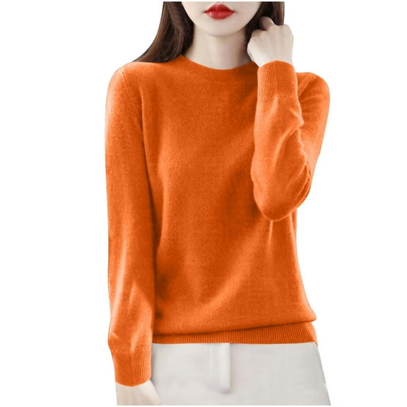 LIaqionyy Women Sweaters Crew Neck Knit Pullover Fall Soft Tops Business Casual Outfits Fashion Clothes