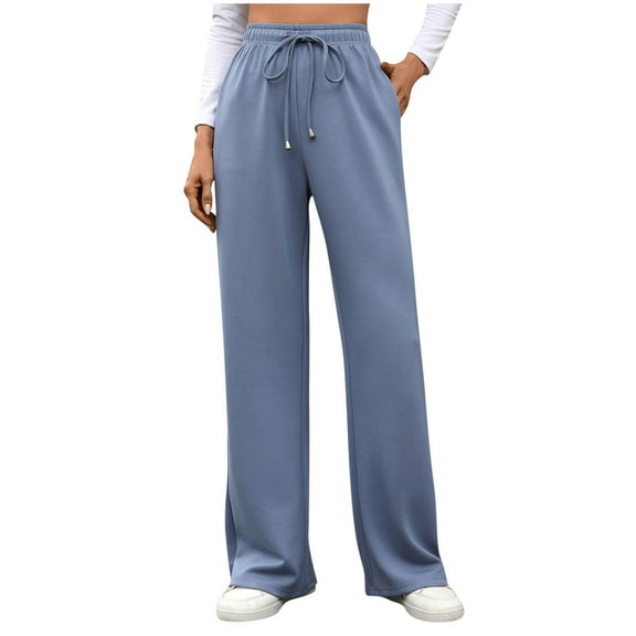 LIaqionyy Women Sweatpants High Waist Drawstring Baggy Wide Leg Causal Running Sweat Pants with Pockets
