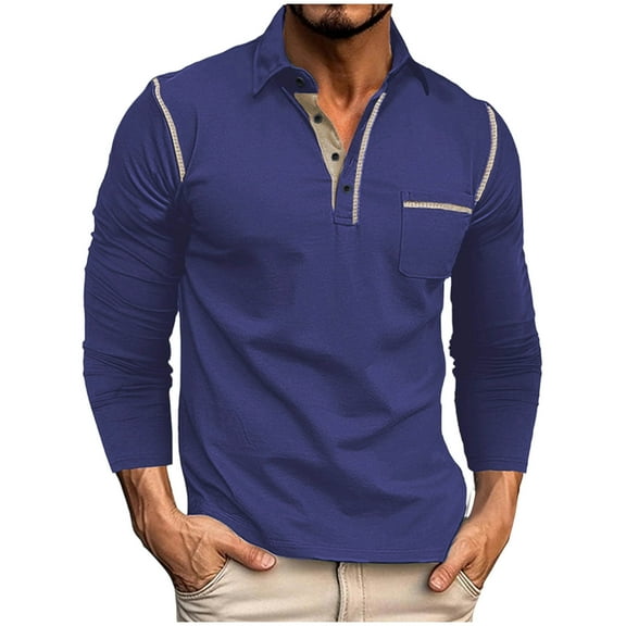 LIaqionyy Shirts for Men's Casual Classic Button Collared Tees Shirt Men Pullover Business Work Clothes with Pocket