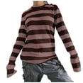 thumbnail image 1 of LIaqionyy Women Tops Crew Neck Striped Shirt Casual Color Block Loose Pullover Blouse Tunic Top Fall Clothes, 1 of 3