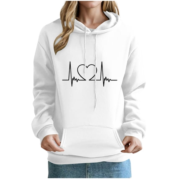 LIaqionyy Women Valentine's Day Hoodie Long Sleeve Sweatshirts Casual Loose Pullover Tops with Pocket Fall Clothes