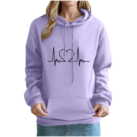 LIaqionyy Women Valentine's Day Hoodie Long Sleeve Sweatshirts Casual Loose Pullover Tops with Pocket Fall Clothes