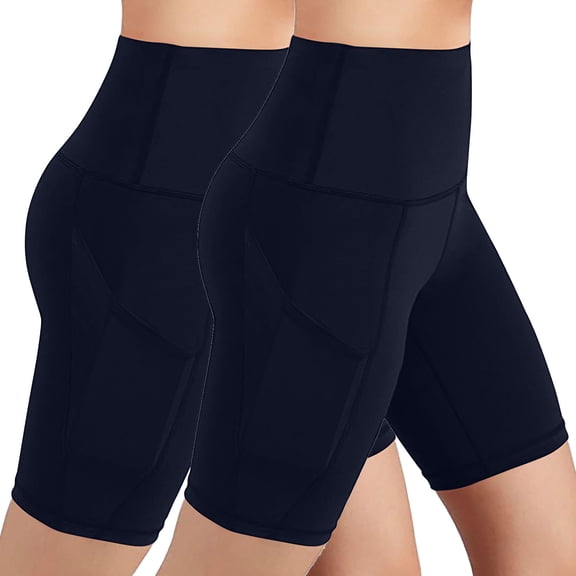 LIaqionyy Women's 2 Pack Biker Shorts High Waist Workout Running Shorts Summer Slim Stretchy Athletic Leggings Pants