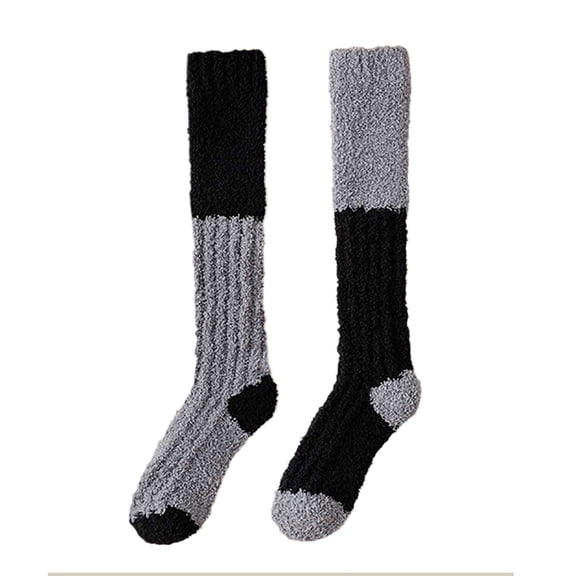 LIaqionyy Women's 2 Pack Fuzzy Sock Plush High Crew Sock Fall Winter Sherpa Fleece Warm Soft Outfits