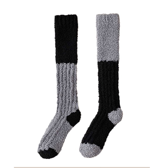 LIaqionyy Women's 2 Pack Fuzzy Sock Plush High Crew Sock Fall Winter Sherpa Fleece Warm Soft Outfits