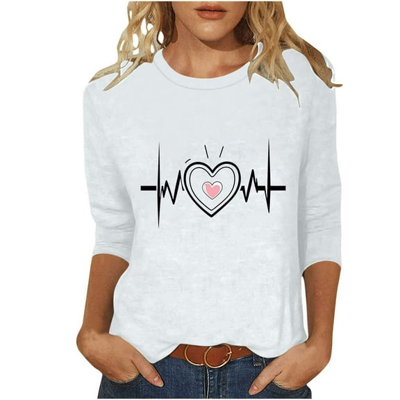 LIaqionyy Women's 3/4 Sleeve Tops Dressy Loose Lightweight Casual T Shirts Fall Clothes Fashion Trendy Outfit S-4XL