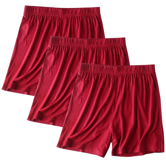LIaqionyy Women's 3-Pack Loungwear Shorts Plus Size Casual Elastic Waist Sleep Shorts Solid Color Soft Pjama Bottoms