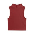thumbnail image 1 of LIaqionyy Women's Basic Sleeveless Tank Tops Mock Neck Rib Knit Crop Tops Casual Stretch Slim Solid Color Tees, 1 of 3
