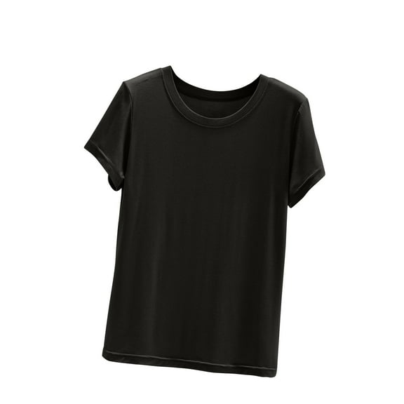 LIaqionyy Women's Basic T Shirt Casual Round Neck Short Sleeve Summer Shirts Soft Comfy Pajamas Tops