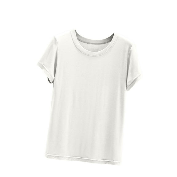LIaqionyy Women's Basic T Shirt Casual Round Neck Short Sleeve Summer Shirts Soft Comfy Pajamas Tops