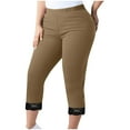 thumbnail image 1 of LIaqionyy Women's Capri Leggings Plus Size Stretch Lace Knee Length Capris Elastic Waist Casual Workout Pants, 1 of 6