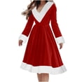 thumbnail image 1 of LIaqionyy Women's Christmas Dresses Long Sleeve V Neck Velvet Maxi Dress Cocktail Party Formal Winter Wedding Clothes, 1 of 5