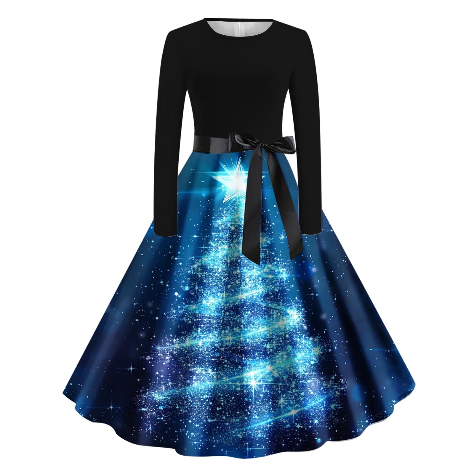 LIaqionyy Women's Christmas Maxi Dresses Crew Neck Long Sleeve Fall — free download