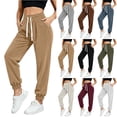 thumbnail image 1 of LIaqionyy Women's Corduroy Jogger Pants High Waist Drawstring Straight Leg Baggy Casual Sweatpants with Pockets, 1 of 8