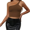 thumbnail image 1 of LIaqionyy Women's Crop Tank Tops Trendy One Shoulder Lightweight Slim Sleeveless Top Comfy Stretch Summer Shirts, 1 of 7