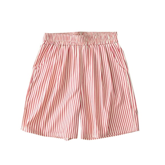 LIaqionyy Women's Cute Striped Pajamas Shorts Elastic Waist Baggy Bottoms Shorts Summer Going Out Pants