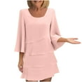 thumbnail image 1 of LIaqionyy Women's Dresses 3/4 Sleeve Fall Crewneck Flowy Formal Dress Party Wedding Cocktail Outfits, 1 of 4