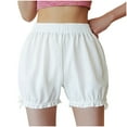 thumbnail image 1 of LIaqionyy Women's Elastic High Waist Boyshort Ruffles Straight Leg Shorts Casual Textured Shorts for Girls, 1 of 3