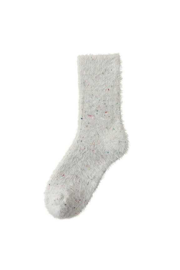 Women's Fuzzy Sock High Crew Sock Fall Winter Fleece Warm Soft Comfy Sleepwear Solid Color Clothes