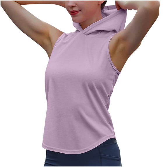 LIaqionyy Women's Hoodie Tank Top Workout Lightweight Quick Dry Sleeveless Women Loose Running Yoga Shirts