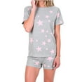 thumbnail image 1 of LIaqionyy Women's Pajama Set 2 Piece Comfy Lounge Crew Neck Short Sleeve Tops Soft Sleepwear Loungewear Clothes, 1 of 6