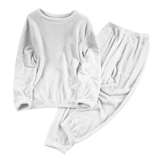 LIaqionyy Women's Pajama Set Fuzzy Fleece 2 Piece Warm Loungewear Pullover Pants Sets Sleepwear Outfits