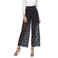 thumbnail image 1 of LIaqionyy Women's Pants Lace See Through Elastic High Waist Wide Leg Swimsuit Pant Cover up Trousers, 1 of 5