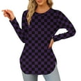 thumbnail image 1 of LIaqionyy Women's Plaid Tops Long Sleeve Crew Neck Business Casual Pullover Loose Fashion Fall Outfits Clothes, 1 of 2