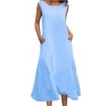 thumbnail image 1 of LIaqionyy Women's Plus Size Cotton Linen Dress Sleeveless Tank Casual Loose Flowy Beach Summer Maxi Dresses, 1 of 6