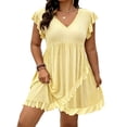 thumbnail image 1 of LIaqionyy Women's Plus Size Dress Hollow out V Neck Ruffle Sleeve Dresses A Line Flowy Summer Vacation Sundress, 1 of 6
