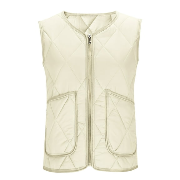 LIaqionyy Women's Plus Size Puffer Vest Jacket Quilted Winter Casual Zip up Coats Outerwear with Pocket