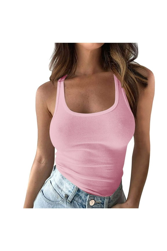 Women's Plus Size Sleeveless Tank Top Scoop Neck Ribbed Knit Casual Basic Summer Tee Shirts S-5XL