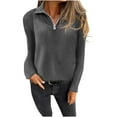 thumbnail image 1 of LIaqionyy Women's Plus Size Sweater Quarter Zip Casual Collared V Neck Long Sleeve Loose Knit Fall Sweaters, 1 of 6