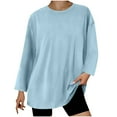 thumbnail image 1 of LIaqionyy Women's Plus Size Tops Long Sleeve Crewneck Athletic Workout T-Shirts Loose Casual Tunic Tees, 1 of 6