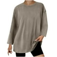 thumbnail image 1 of LIaqionyy Women's Plus Size Tops Long Sleeve Crewneck Athletic Workout T-Shirts Loose Casual Tunic Tees, 1 of 6