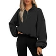 thumbnail image 1 of LIaqionyy Women's Plush Sweatshirt Quarter Zip Oversized Pullover Fall Clothes Workout Fashion Sweatshirts, 1 of 5