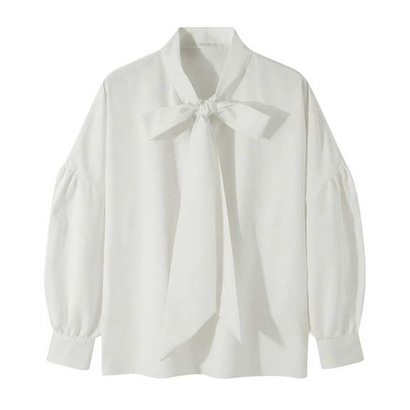 LIaqionyy Women's Shirt Bow Knot Fashion Blouse Office Business Dressy Casual Loose Tops Fall Clothes
