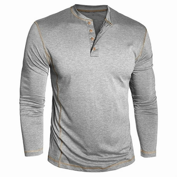 LIaqionyy Men's Shirts Long Sleeve Button T Shirt Men Casual Fashion Classic Pullover Tops Fall Clothes