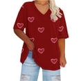 thumbnail image 1 of LIaqionyy Women's Short Sleeve Tops V Neck Printed T Shirts Casual Summer Graphic Plus Size Tees Shirt XXXXXL, 1 of 4