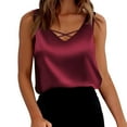 thumbnail image 1 of LIaqionyy Women's Silky Satin Cami Tank Tops V Neck Sleeveless Summer Camisole Blouse Business Work Shirts, 1 of 5