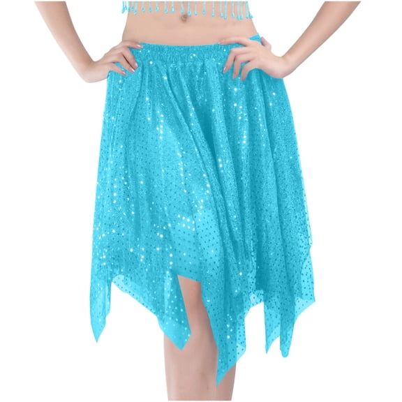 LIaqionyy Women's Skirts Sequins Sparkly Stretch Elastic Waist Mini Skirt Party for Women Dancewear Clothes
