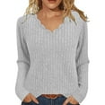 thumbnail image 1 of LIaqionyy Women's Sweater V Neck Tunic Tops Lightweight Dressy Loose Work Pullover Casual Blouse Fall Clothes, 1 of 6