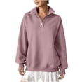 thumbnail image 1 of LIaqionyy Women's Sweatshirt Quarter Button Trendy Oversized Pullover Long Sleeve Tops Casual Fall Clothes, 1 of 7