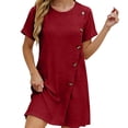 thumbnail image 1 of LIaqionyy Women's T Shirt Dress Short Sleeve Summer Casual Button down Crew Neck Sundresses Mini Dresses, 1 of 7