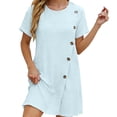 thumbnail image 1 of LIaqionyy Women's T Shirt Dress Short Sleeve Summer Casual Button down Crew Neck Sundresses Mini Dresses, 1 of 7