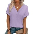 thumbnail image 1 of LIaqionyy Women's Tops Shorts Sleeve Shirts V Neck Dressy Casual Work Business Blouses Trendy Tunic Top, 1 of 7
