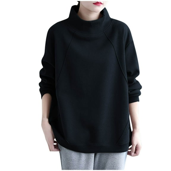 LIaqionyy Women's Turtleneck Sweatshirts Oversized Mock Neck Pullover Sweatshirt Fall Fashion Outfits