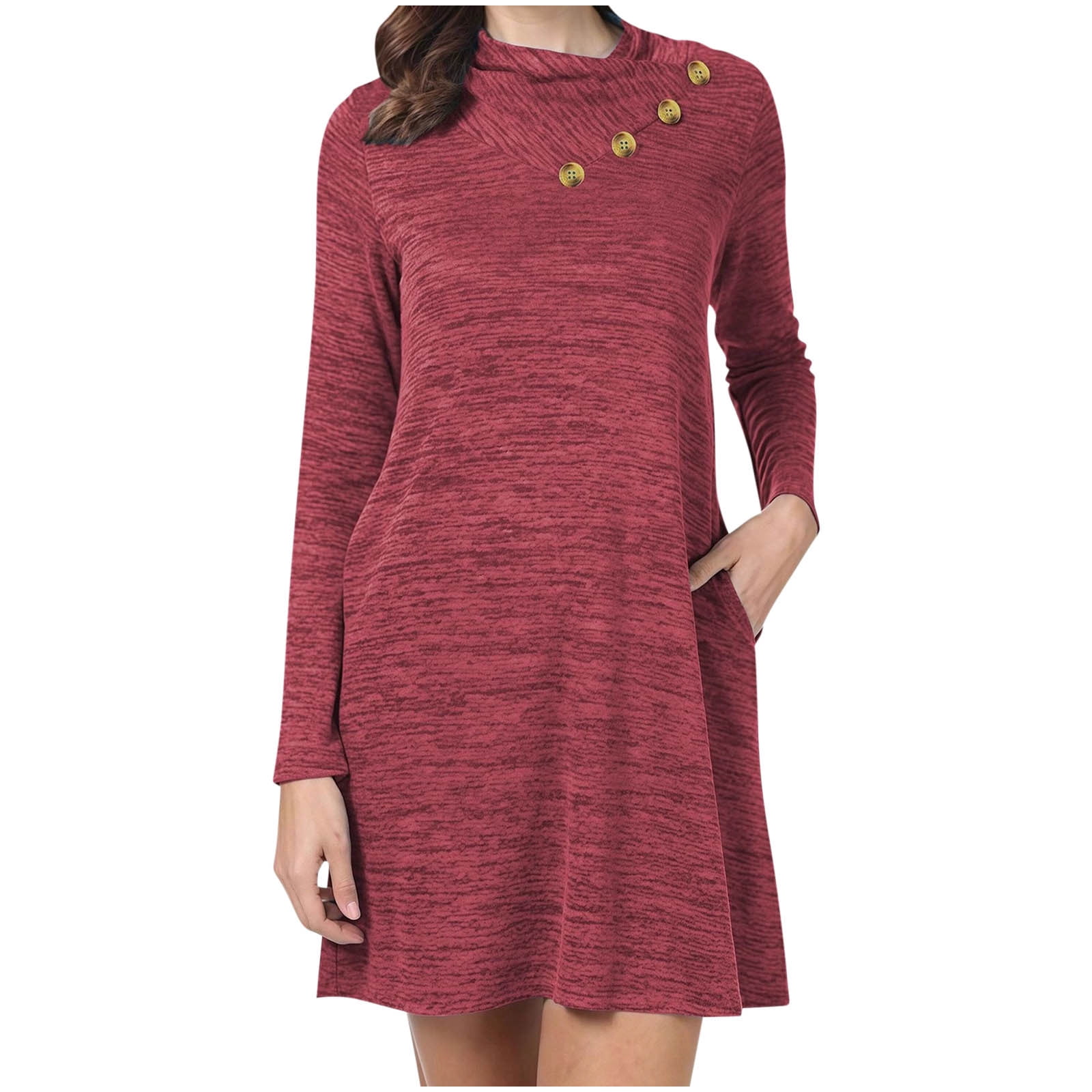 winter mini dresses of How to Style a Mini Dress in Winter Chic Length measured flat = 26Self NUFIWI Women's Long Sleeve Slim