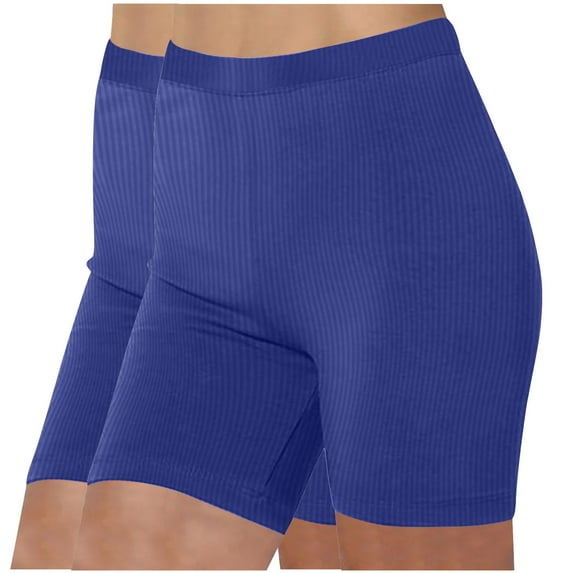 LIaqionyy Womens 2PC Workout Shorts High Waisted Scrunch Ribbed Biker Shorts Butt Lifting Yoga Fitted Hot Pants