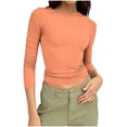 thumbnail image 1 of LIaqionyy Womens 3/4 Sleeve Crop Tops Crew Neck Basic Slim Shirts Spring Outfits Solid Color Clothes, 1 of 7